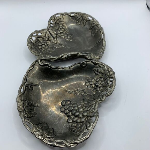 Godinger Dish Silver Art Co Plate Double Heart With Grape Design Plated Serving - Picture 4 of 13